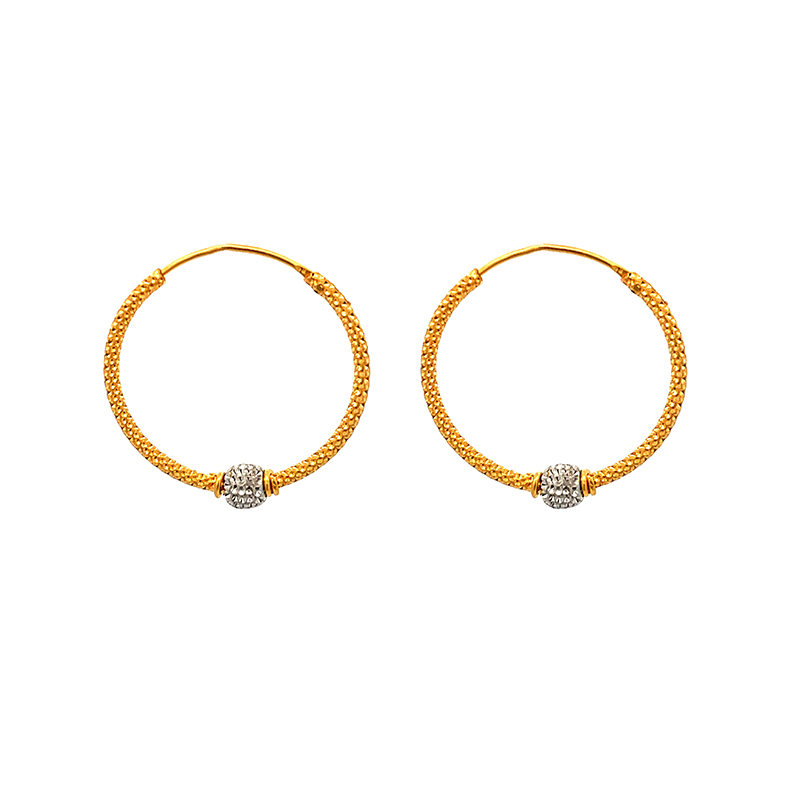 Fashionable Hoop Earrings, Two-tone Gold -Diameter 25 mm